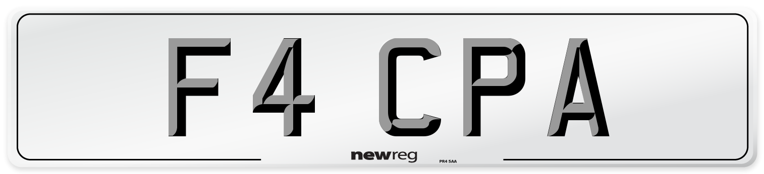 F4 CPA Number Plate from New Reg
